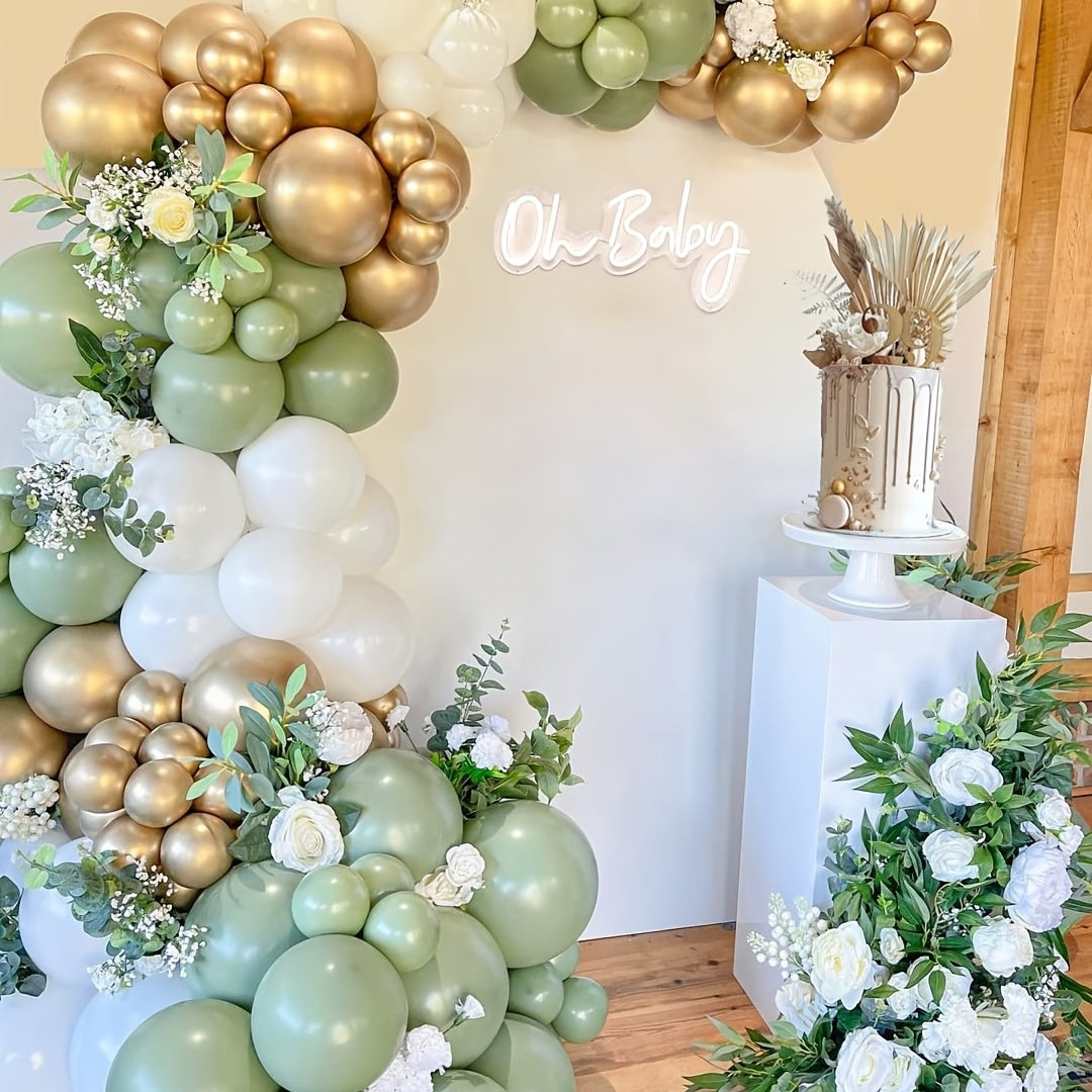 138pcs Vintage Avocado Green Balloon Wreath Arch Balloon Chain Suit