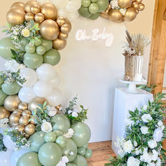 138pcs Vintage Avocado Green Balloon Wreath Arch Balloon Chain Suit