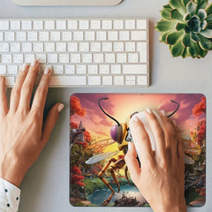 Fly Head Pattern Square Mouse Pad 20x24cm Rubber Border Slide Mouse Pad