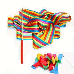 Rainbow Streamer Rhythmic Gymnastics Ribbon Dance Ribbon Wands On Sticks