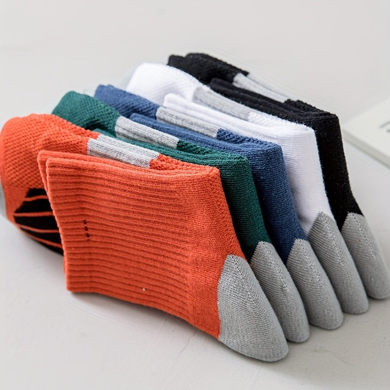 5pcs Men's Sweat Absorbing Cotton Socks for Sports