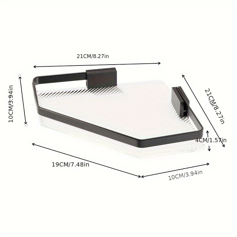1pc Storage Rack Kitchen Bathroom Plastic Triangular Rectangular Basket