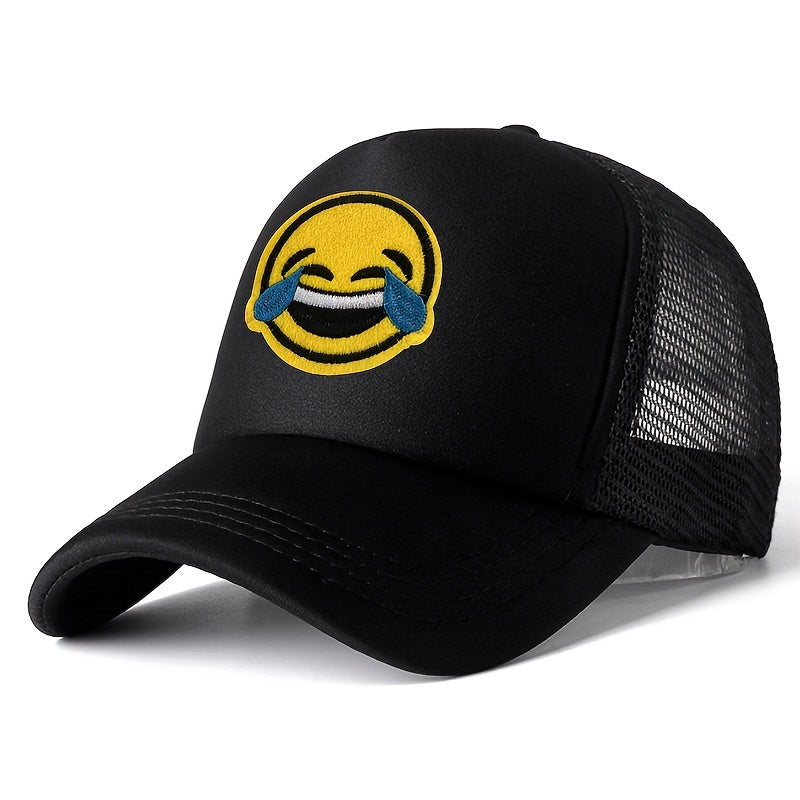 Smiling Tear Patch Trucker Hat Hip Hop Unisex Mesh Baseball Cap Breathable