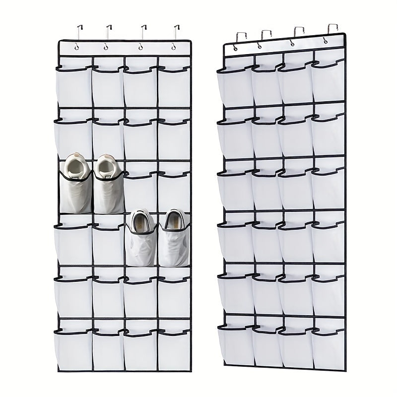 24 Grid Large Transparent Door Shoe Rack with Crystal Pocket, Wardrobe Hangers