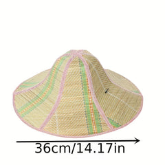 Foldable Straw Sun Hat Boho Wide Brim Portable Bucket Hat Lightweight Breathable