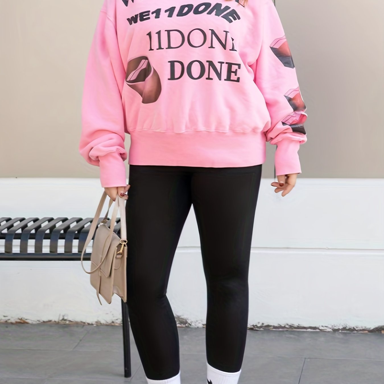 Casual Leggings Women's Plus Solid Fleece High Rise Leggings