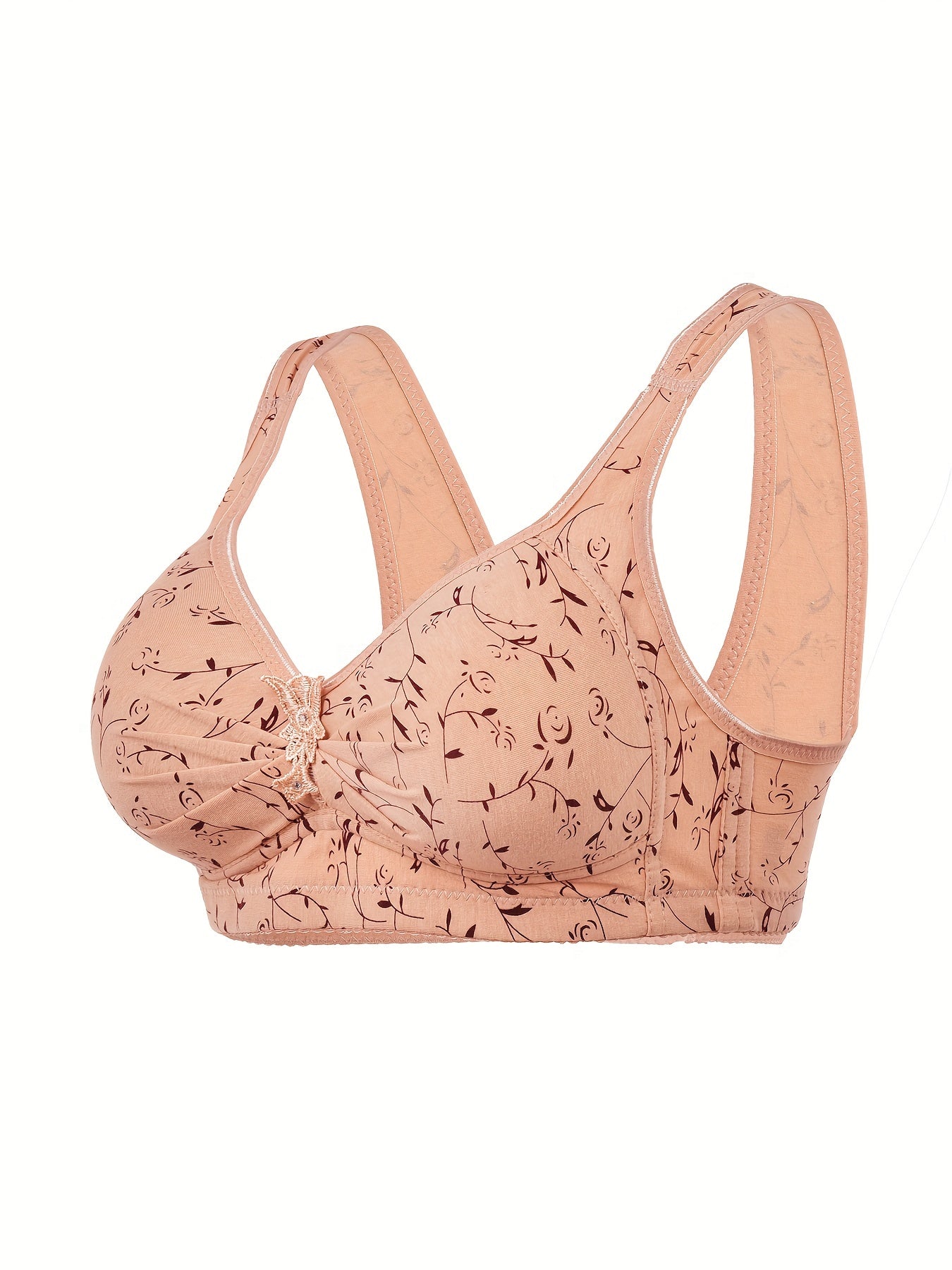 Floral Print Wireless Bras Comfy Stretchy Intimates Women's Lingerie