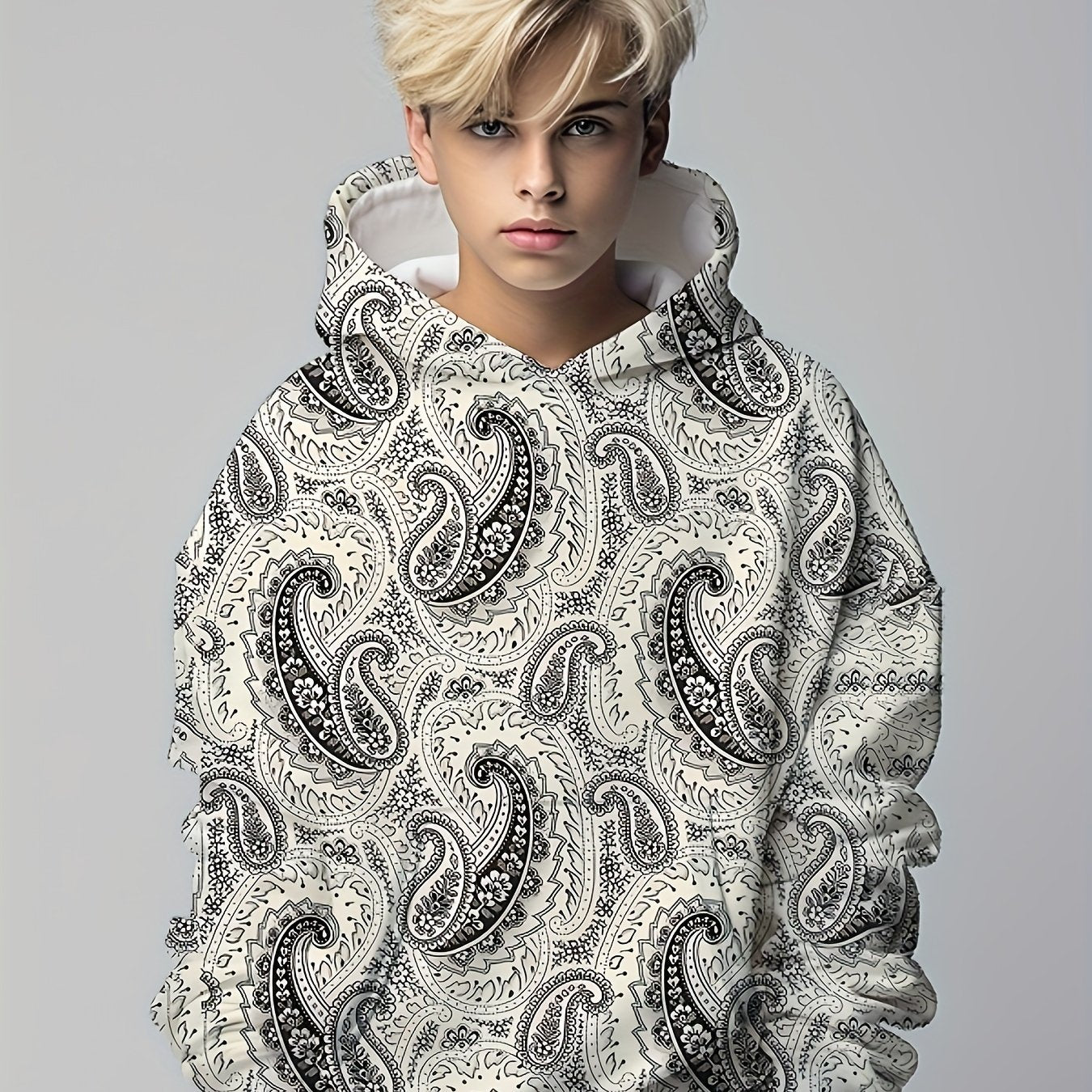 Paisley 3D Print Hoodie Kids Hip Hop Sports Casual Tops