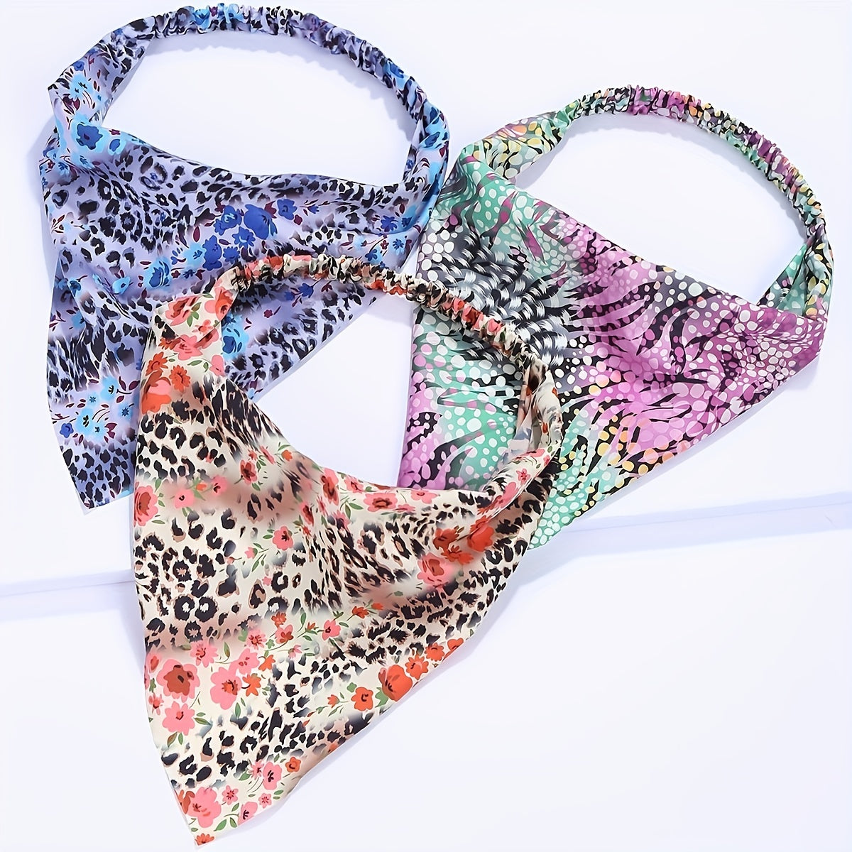 Boho Floral Triangle Scarf Vintage Printed Headband Elastic Hawaii Turban Bandan