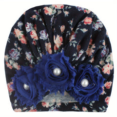 Soft Beanie Hat with Flowers for Baby Boy Girl
