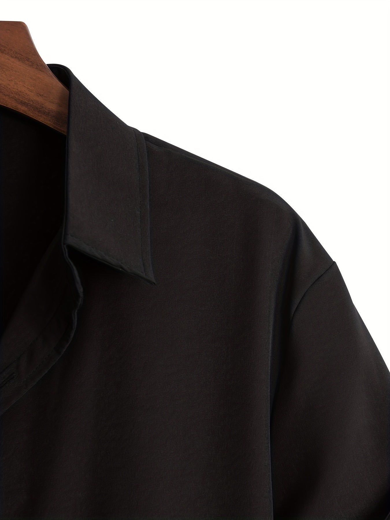 Men's Casual Solid Tee Shirt Button Short Sleeve Loose Work Business Shirt