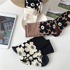 3 Pairs Cartoon Ankle Crew Socks Floral Multicolor Women's Socks