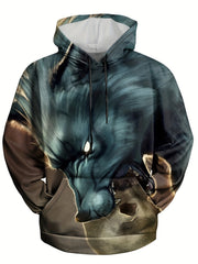 Wolf Head 3D Print Hoodie For Men Autumn Winter