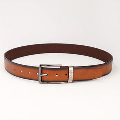 Brown Gradient Men's Casual Belt With Large Circle Ring