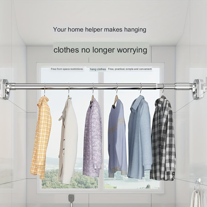 Telescopic Shower Curtain Rod Drying Roman Support Rod