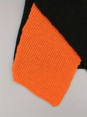 Casual Sweater Women's Plus Colorblock Long Sleeve