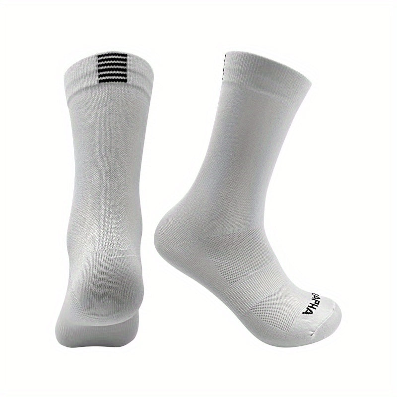 Mid Calf Athletic Socks for Cycling Running Sweat Absorbing Sports Socks