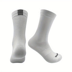 Mid Calf Athletic Socks for Cycling Running Sweat Absorbing Sports Socks