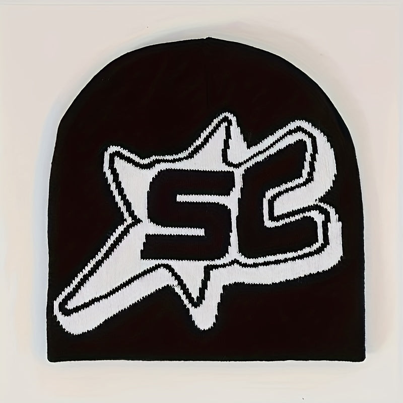 Y2K Hip Hop Knit Beanie Letter Jacquard Unisex Warm Hat Cap