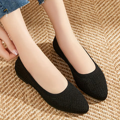 Women's Mesh Panel Flat Shoes Slip On Shallow Mouth Round Toe Lightweight