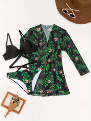 Tropical Print 3-Piece Swimsuit Set
