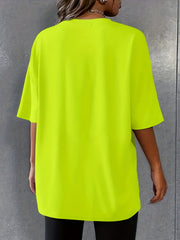 Letter Print Matching 2pc Set Casual Short Sleeve T shirt & Solid Biker Shorts