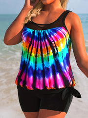 Rainbow Tie Dye Tank Top & Shorts Swimsuit Set