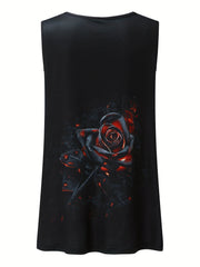 Printed Tank Top Crew Neck Sleeveless Summer Top