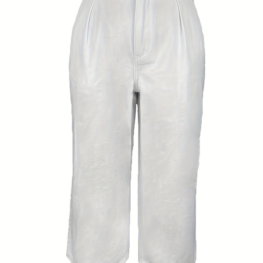 Solid High Rise Wide Leg Jeans