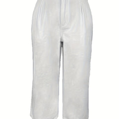 Solid High Rise Wide Leg Jeans
