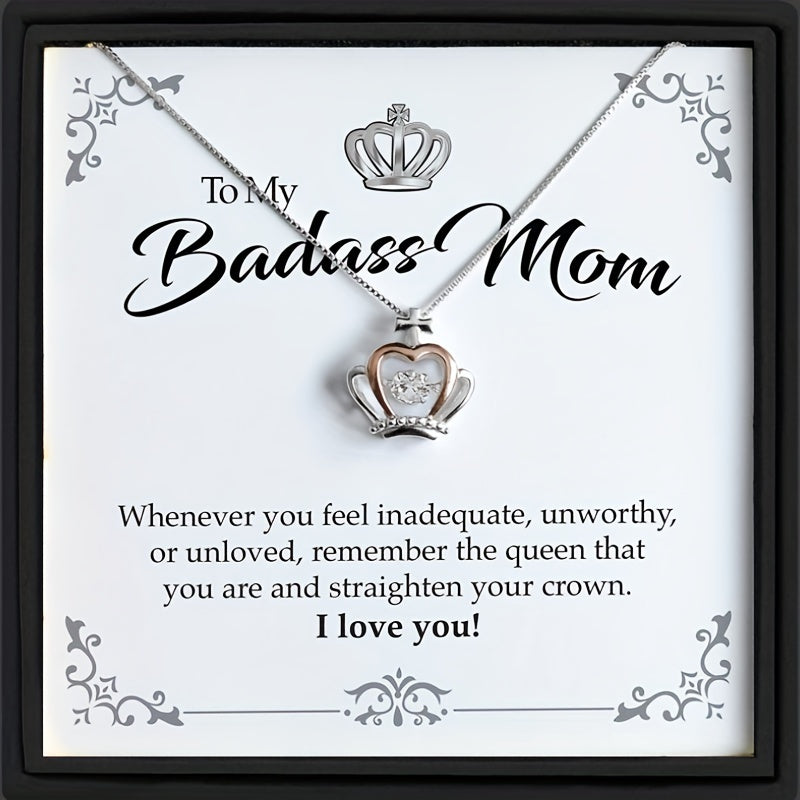 Crown Pendant Necklace Holiday Gift For Mom With Card