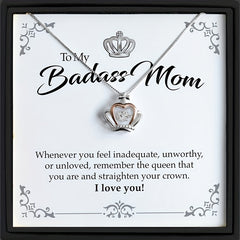 Crown Pendant Necklace Holiday Gift For Mom With Card