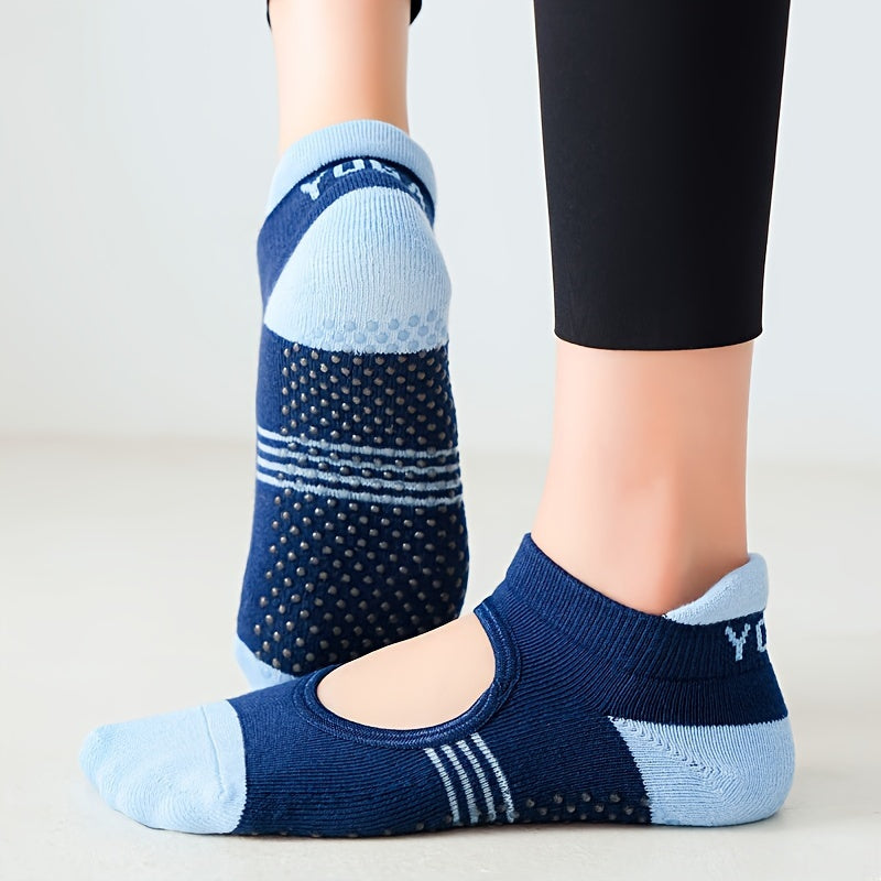 Letter Graphic Stripe Yoga Socks Anti-slip Athletic Ankle Socks