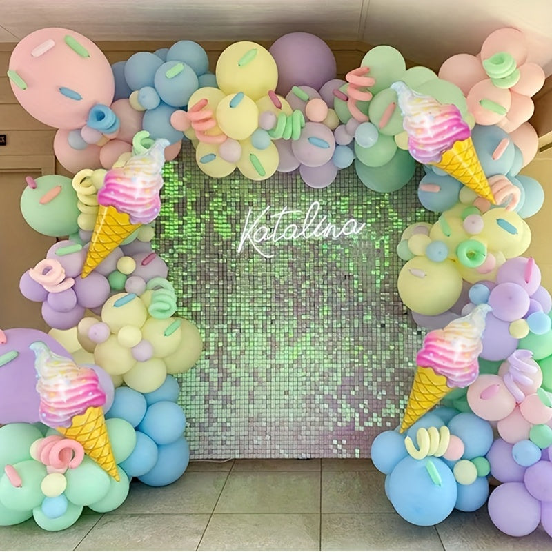 Summer Ice Cream Balloon Set - 137 Latex Balloons, 4 Aluminum Balloons