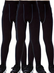 3pcs Boy's Compression Sports Leggings Slim Fit Pants Quick drying