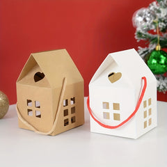5pcs Christmas House Shape Candy Boxes Gift Wrapping Box Xmas Party Decoration