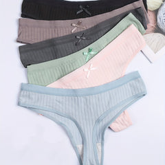 6 Pack Plus Size Ribbed Solid Thongs Women's Plus Medium Stretch Thongs