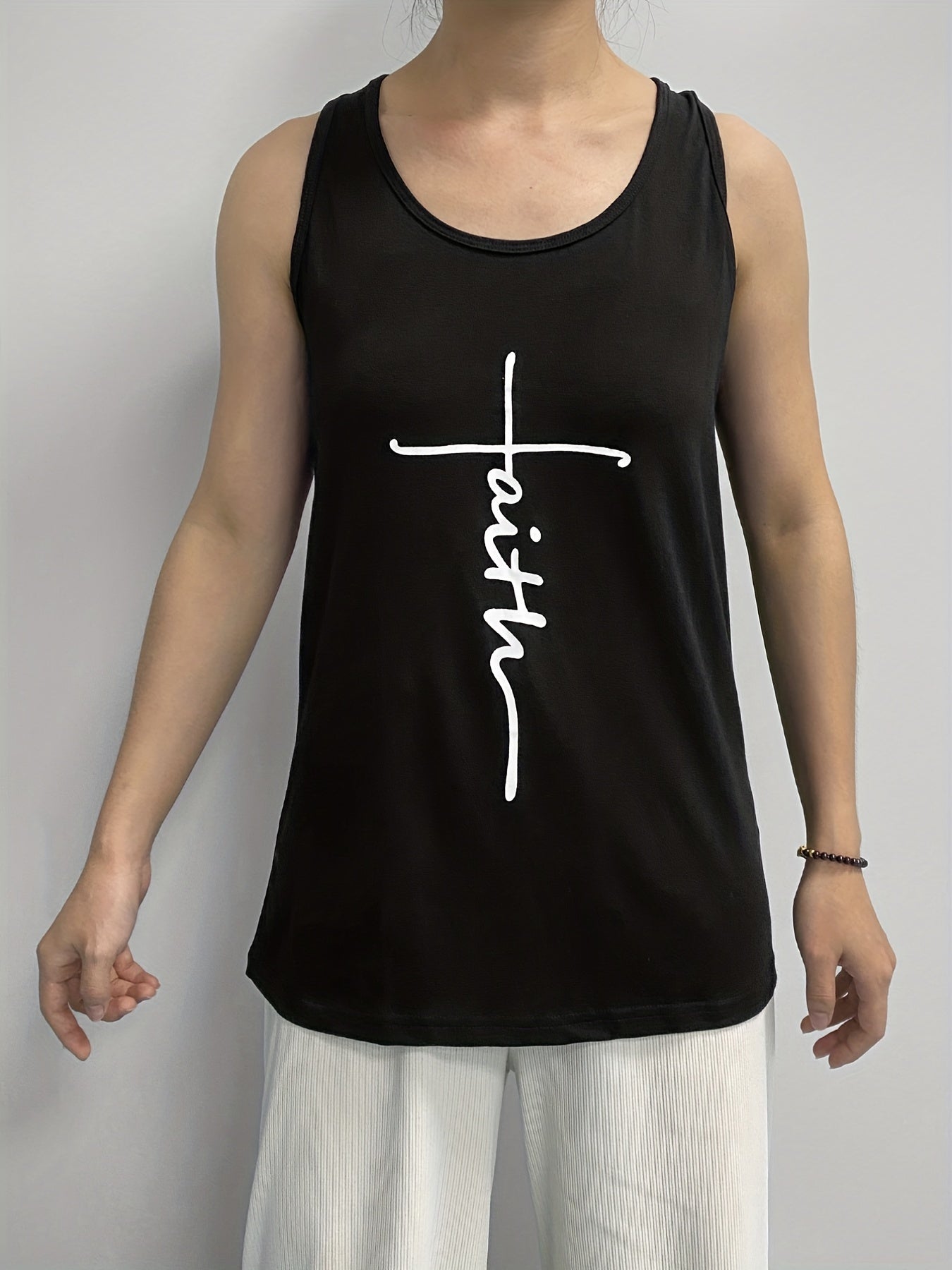 Faith Print Twist Back Tank Top