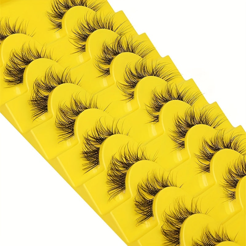 10 Pairs Fluffy Wispy Cat Eye Lashes Natural Cluster False Eyelashes