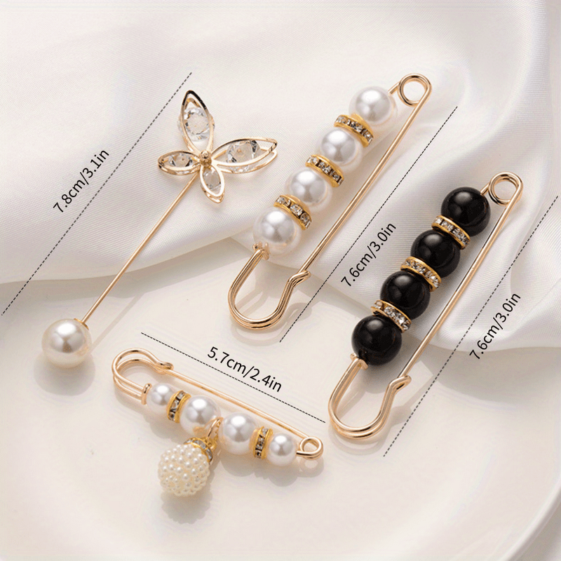 Vintage Faux Pearls Waistband Pin for Women Clothing Dresses