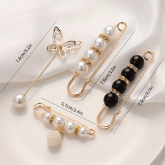 Vintage Faux Pearls Waistband Pin for Women Clothing Dresses