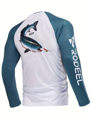 Men's Fish Pattern UPF 50 Sun Protection Hoodie Long Sleeve