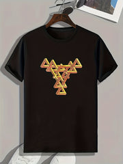 Triangle Mold Print Men's Graphic T shirt for Summer