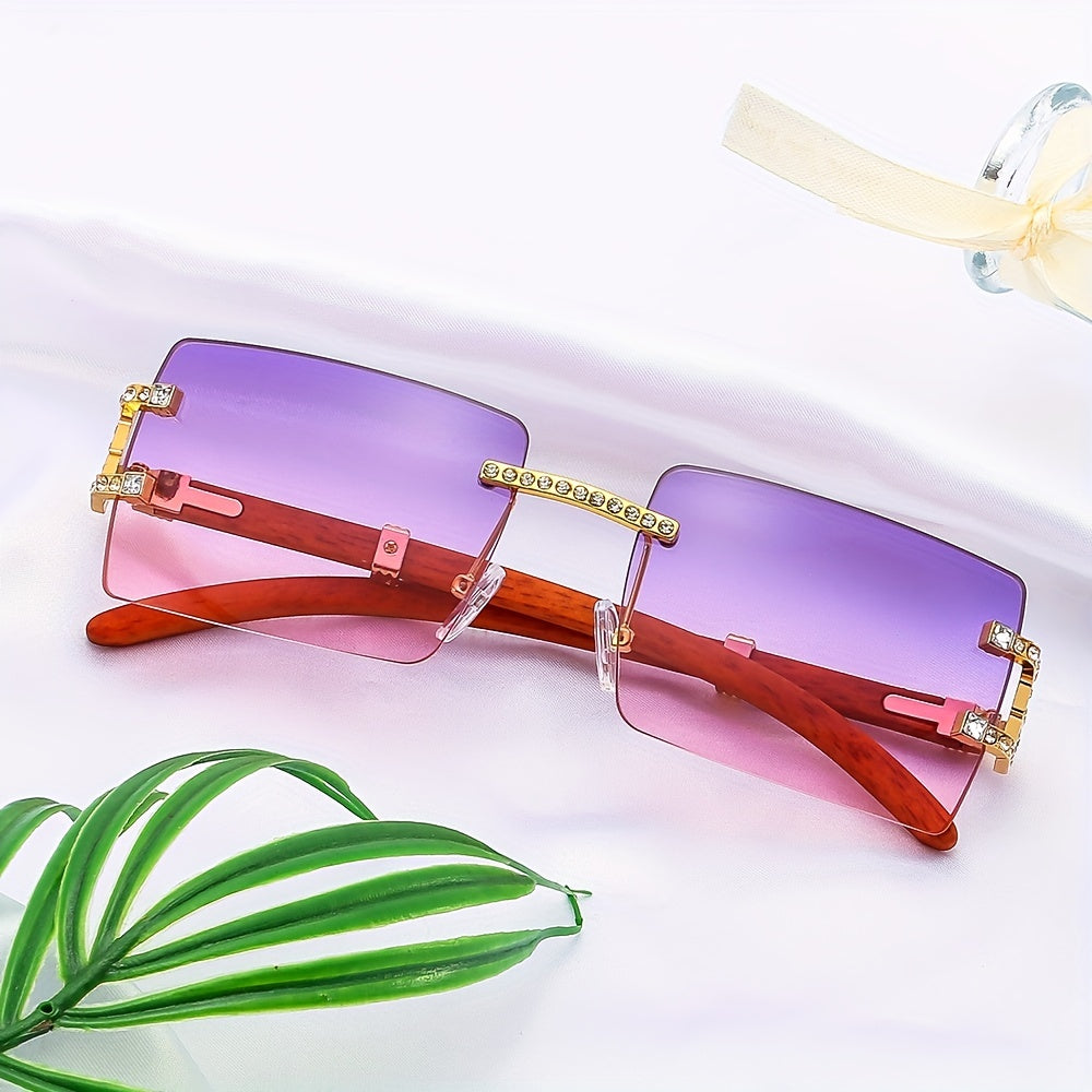Men's Retro Wooden Leg Sunglasses Square Frame