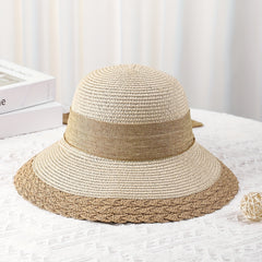 Wide Brim Straw Sun Hat Ribbon Bow Travel Beach Hat