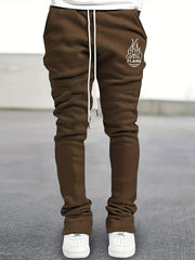 Men's Globe Pattern Flared Trousers Hip Hop Style Joggers