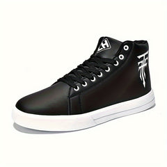Solid High Top Skate Shoes for Men Non Slip Lace Up Sneakers