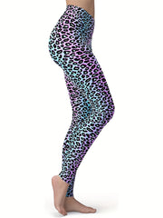 Peacock Feather Print High Waisted Yoga Running Leggings