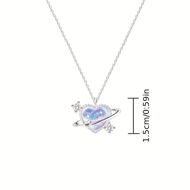 Planet Heart Pendant Necklace for Girls