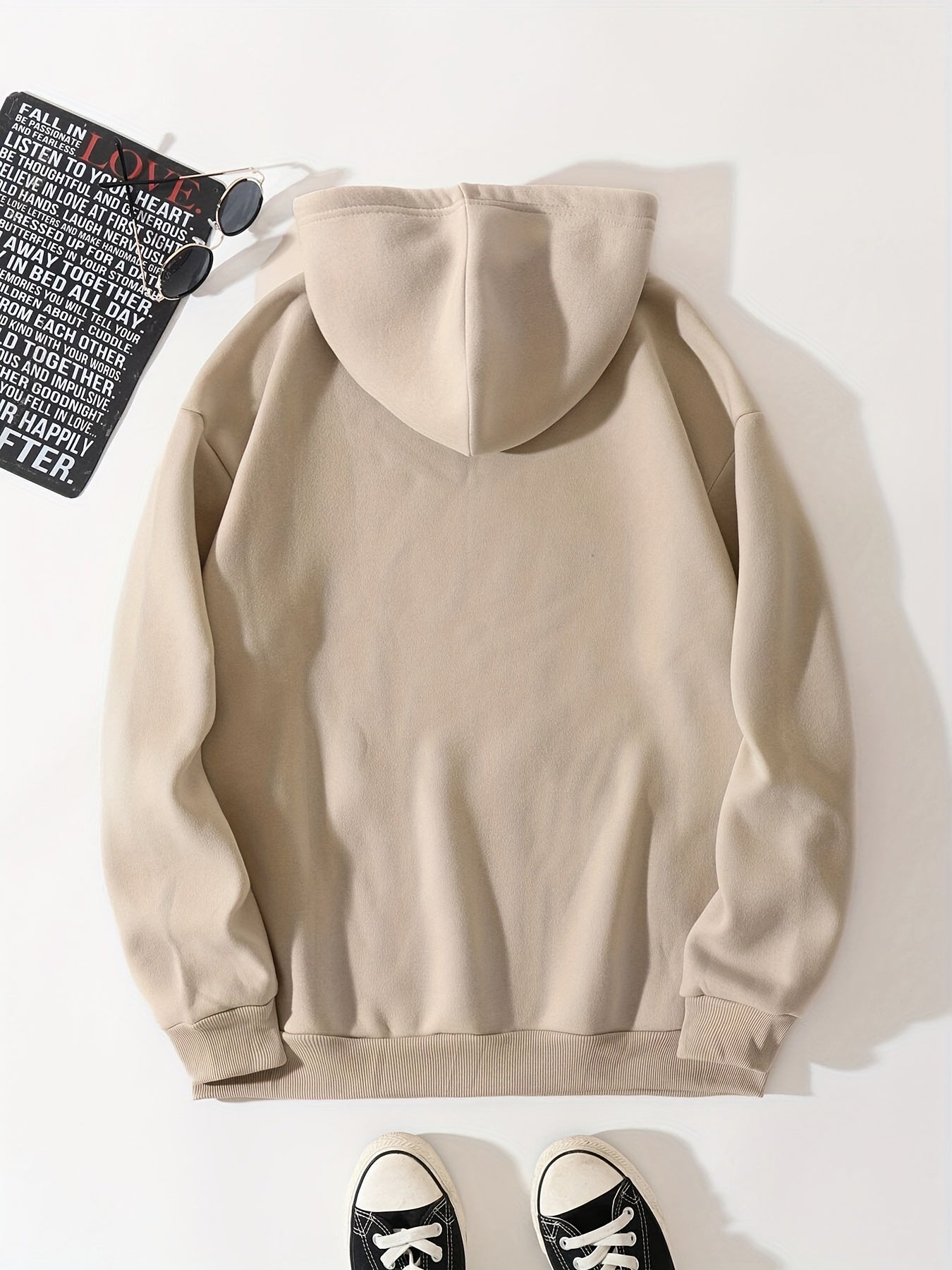 Letter Print Kangaroo Pocket Hoodie Casual Long Sleeve Drawstring Hoodies